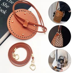 3Pcs/set DIY Round PU Leather Crochet Bag Handmade Drawstring Accessories Woven Bag Set Durable Solid Color Bag Bottom Base