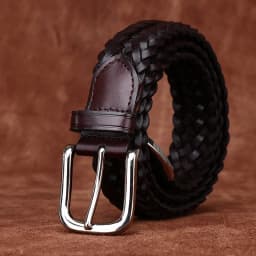 3.5CM Wide Leather Woven Belt Men's First Layer Cowhide Handmade Belt Men's Pin Buckle Versatile Casual Pants Belt