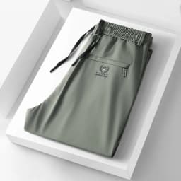 2024 Summer Soft Ice Silk Fabric Men's Thin Casual Pants Korean-style fashion Straight High Stretch Trousers Male Luxury Brand
