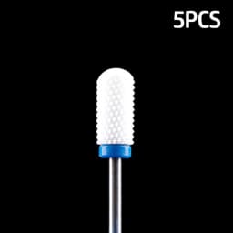 5pcs Ceramic Milling Cutter For Manicure Set Nail Drill Bit Mill Manicure Machine Pedicure Tools for Removing Gel File 3/32 Inch