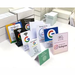 5YOA 13.56Mhz NFC Card Google Review programmable station table NFC Google Reviews display bending card standing brand bracket