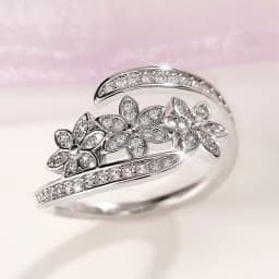 Huitan Aesthetic Flower Adjustable Finger Ring Female Brilliant Zirconia Jewelry for Engagement Ceremony Delicate Accessories