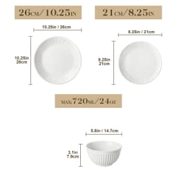 MALACASA LEILA 12/16/24/32 Ceramic Plate Sets White Porcelain Dinnerware Set with 4/6 PCS Dinner Plate/Dessert/Cereal Bowl/Soup