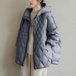 White Duck down Puffer Jacket Women's Hooded Loose Fit Art Deco Large Size Mid-Length Coat Diamond Pattern Commute Style