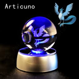Pokemon 3D Crystal Ball Pikachu Gengar Mew Mewtwo Figurines Lamp Base Pokeball 3D Pokemon Glass Ball Statue Birthday Gift