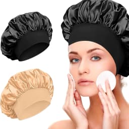 Satin Bonnets Night Sleeping Cap Large Elastic Wide Soft Band Colorful Silk Hat for Curly Hair Care Beauty Makeup for Women