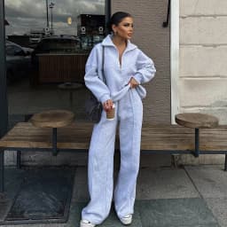 Autumn and winter suit semi-open pullover sweater trousers two-piece set
