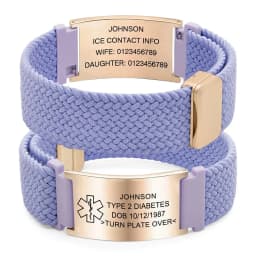 Personalized Medical Alert Bracelet Elastic Nylon Custom Engraved Tag Medical ID Bracelet Adjustable Keepsake Gift for Health