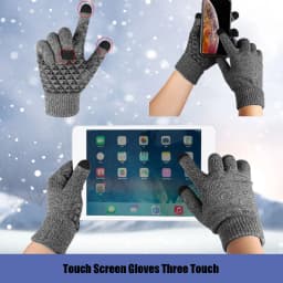 Thickened Velvet 3 Finger Touch Screen Gloves For Women and Men Silicone Palm For Anti Slip Winter Knitted Warm Cotton Gloves