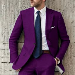 Blue Men Suits Elegant Full Set Notch Lapel Single Breasted Luxury 2 Piece Jacket Pants Slim Fit Wedding Costume for Groom 2024