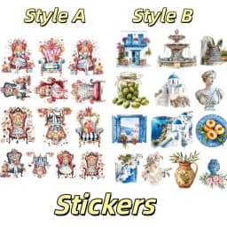 13pcs Watercolor Greek Landscape Stickers Hand Account Diary Album Mobile Phone Notebook Decoration Paste Crayon Line Stationery