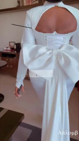Customized Delicate Satin Luxury Wedding Dress V-neck Charming Bow Formal Long Sleeves High Quality Bridal Party Bridal Gowns