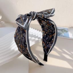 Retro Bohemian Bandanna Bow Rabbit Ear Headband for Women Floral Paisley Wide Hoop Turban Hair Band Hair Styling Accessories