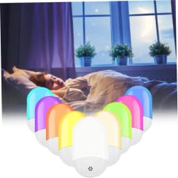 Plug in Night Light, Plug in Wall with Dusk to Dawn Sensor 0.5W Warm White RGB Night Light for Kid Bedroom, Bathroom, Stair