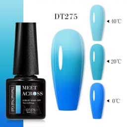 MEET ACROSS 7ml Glitter Sequins Thermal Gel Nail Polish 3 Layers Temperature Color Changing Semi Permanent UV Gel Varnish Nails
