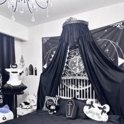 Dark Windbed Mantle Black Velvet Bedside Curtains for Living Room Medieval Lace Medieval Gothic European Charm Frame Luxury