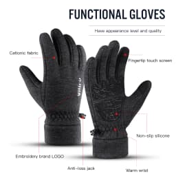 Unisex Warm Fleece Cycling Gloves Touchscreen Compatible Anti-Slip Bicycle Riding Mitts for Men And Women Mountain Hiking