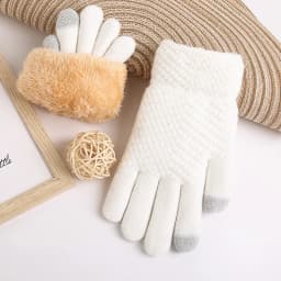 Female Winter Warm Knitted Full Finger Gloves Men Solid Woolen Touch Screen Mittens Women Thick Warm Cycling Driving Gloves H46