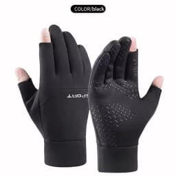 Spring Style Two Finger Gloves with Neutral Universal Fleece Fishing Protection and Anti Slip Gloves for Outdoor Cycling