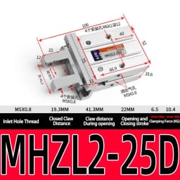 MHZL2 Pneumatic Gripper Double Acting Air Finger Cylinder 10S 16S 20S 25S 16D 20D 25D Parallel Gripper