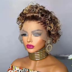 Short Pixie Cut Wig Curly Bob Lace Front Human Hair Wig 200Density 13X1 PrePulcked Lace Wigs For Black Women Cheap Brazilian Wig