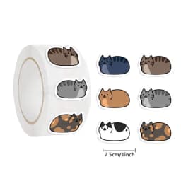 100-500Pcs Cartoon Cat Roll Stickers DlY Party Guitar Phone Decoration Label Stationery Name Stickers Animal Decal Kid Toys