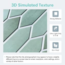 1/10pcs 3D Tile Sticker, Self-adhesive 3D Green Tile Backsplash for Kitchen and Bathroom, Waterproof Mold Resistant, 30x30cm