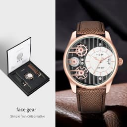 TOMI Men's Gift Box Combination Set Watch Luxury and Simple Business Detachable Strap Quartz Watch Men's Watch Festival Gift