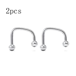 WKOUD 2pcs Rainbow 16G Cool Punk Stainless Steel Ball Top Lippy Loop Lip Monroe Labret Ring Jewelry Fashion Body Piercing Rings