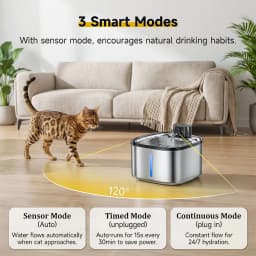 3.5L Cat Water Dispenser Stainless Steel Wireless Smart Pet Water Feeder 4000mAh Rechargeable with Window Cat Water Fountain