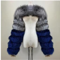 BEIZIRU Women's Real Fur Coat Silver Fox Red Fox Two Sleeve 60CM Length Naked Fashion