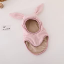 Winter Warm Rabbit Ear Children One-Piece Hat Boys Girls Ear Protection Cap Outdoor Windproof Hood Beanies Plush Balaclava Hat