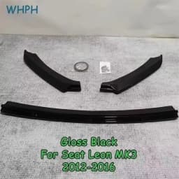 Gloss Black Front Bumper Lip Spoiler For Seat Leon MK3 MK3.5 2012-2019 ABS Spoiler Lip Diffuser Cover Tuning Custom Accessories