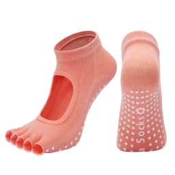 Women Backless Five Toe Yoga Socks Non-Slip Cotton Ladies Dance Ballet Socks Open Half Breathable Fitness Sport Sock for Pilates