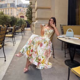 2026 Women's Boho Floral Print Halter Neck Maxi Dress Corset Bustier Pink Trim A-Line Flowy Summer Vacation Beach Dress