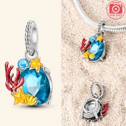 925 Sterling Silver Ocean Series Blue Turtle Starfish Shell Fit Original Bracelet Charms for Women diy Fine Jewelry Gifts