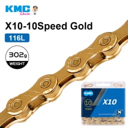 KMC 10 Speed MTB Road Bike Chain X10 X10EL X10SL 10V Bicycle Chains Extra Light Gold Silver Race Rustproof Chain 116/118 Links