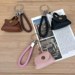 Versatile Mini Handbag Keychain with PU Leather Woven Rope for Coin Purses Fashion Creative Accessory Charm Pendant