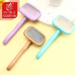 Fenice Pet Grooming Steel Long Comb Slicker Brush for Dogs - Efficiently Removes Floating Hair Tangles And Loose Hair Dog Groomi