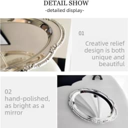Vintage Embossed Silver Jewelry Tray Serving Platter for Necklace Earrings Rings Storage Organizer Table Decoration for Women