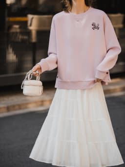 XIAOGULI Women Embroidery Cotton Blend Pullover Sweatshirt Relaxed Fit Soft Skin Friendly Versatile Fashion Tops 2026 Autumn New