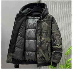 Autumn Winter Men's Retro False Two-Piece Camouflage Jacket - Plus Size Thickened Warm Casual Cotton Coat