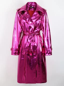 Nerazzurri Spring Autumn Long Shiny Reflective Patent Leather Trench Coat for Women Sashes Double Breasted European Fashion 2022