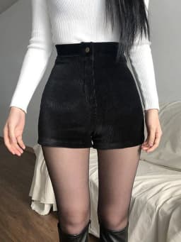 Women's Black Goth Pants Shorts High Waist Spring Autumn Fashion Tight Sexy Stretch Y2K Corduroy Female Casual Pants