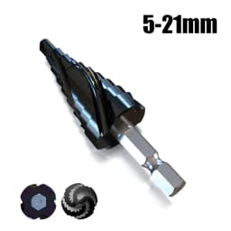M35 Cobalt 4-Flute Step Drill Bit 1/4 in Metric Tapered Hex Shank for Stainless Steel Sheet Metal Wood Aluminum and Other Metals