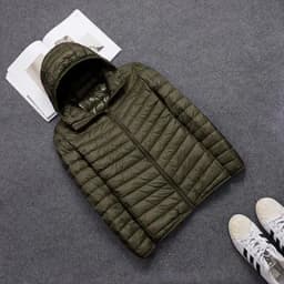 Plus Size Schinteon Men White Duck Down Jacket Ultra Light Thin Casual Coat Outerwear with Hood New Arrival Winter Autumn