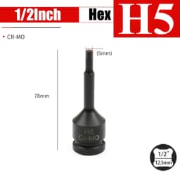 1/2inch Impact Hex Socket Electric Drill Socket Adapter Air Impact Wrench Hex Head Socket H4~H22 Screw Tap Socket Adapter