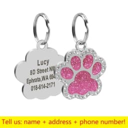 Stainless Steel Engraved Pet Name Collar Pendant ID Tags Personalized Anti-lost Engraved Diamond Pendant Necklace For Cat Dog ID