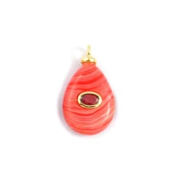 1 Piece Cubic Zirconia & Natural Stone Geometric Charms Round 18K Gold Plated Pendants For DIY Necklace Bracelet Jewelry Making