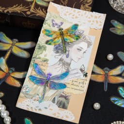 20pcs Kawaii beautiful colored dragonfly PET die-cutting hot stamping sticker Collage Junk Journal scrapbook decoration supplies